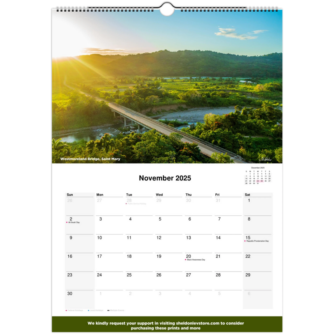 Jamaica Calendar 2025 - (Brasil Holidays) Free Shipping - Sheldonlev