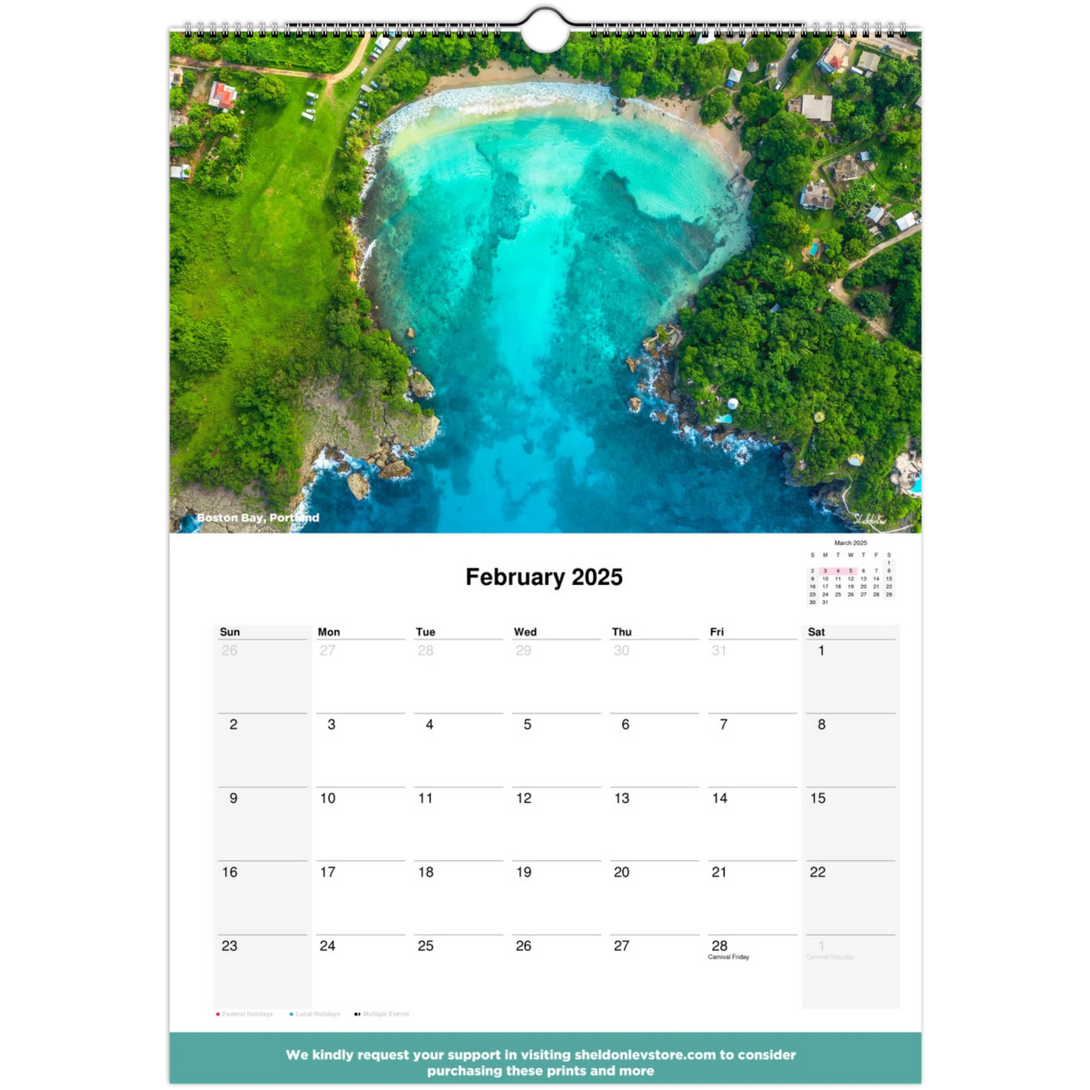 Jamaica Calendar 2025 - (Brasil Holidays) Free Shipping - Sheldonlev