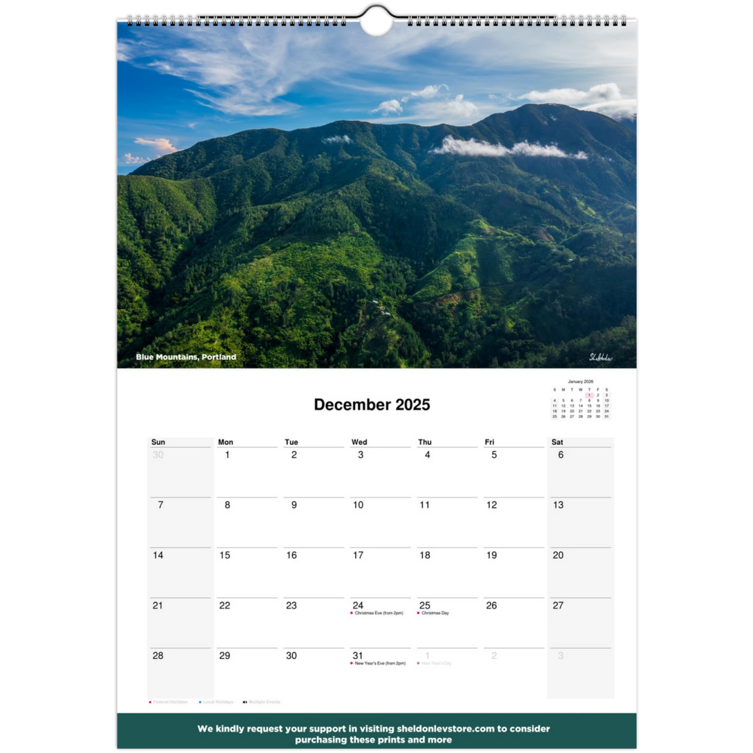 Jamaica Calendar 2025 - (Brasil Holidays) Free Shipping - Sheldonlev