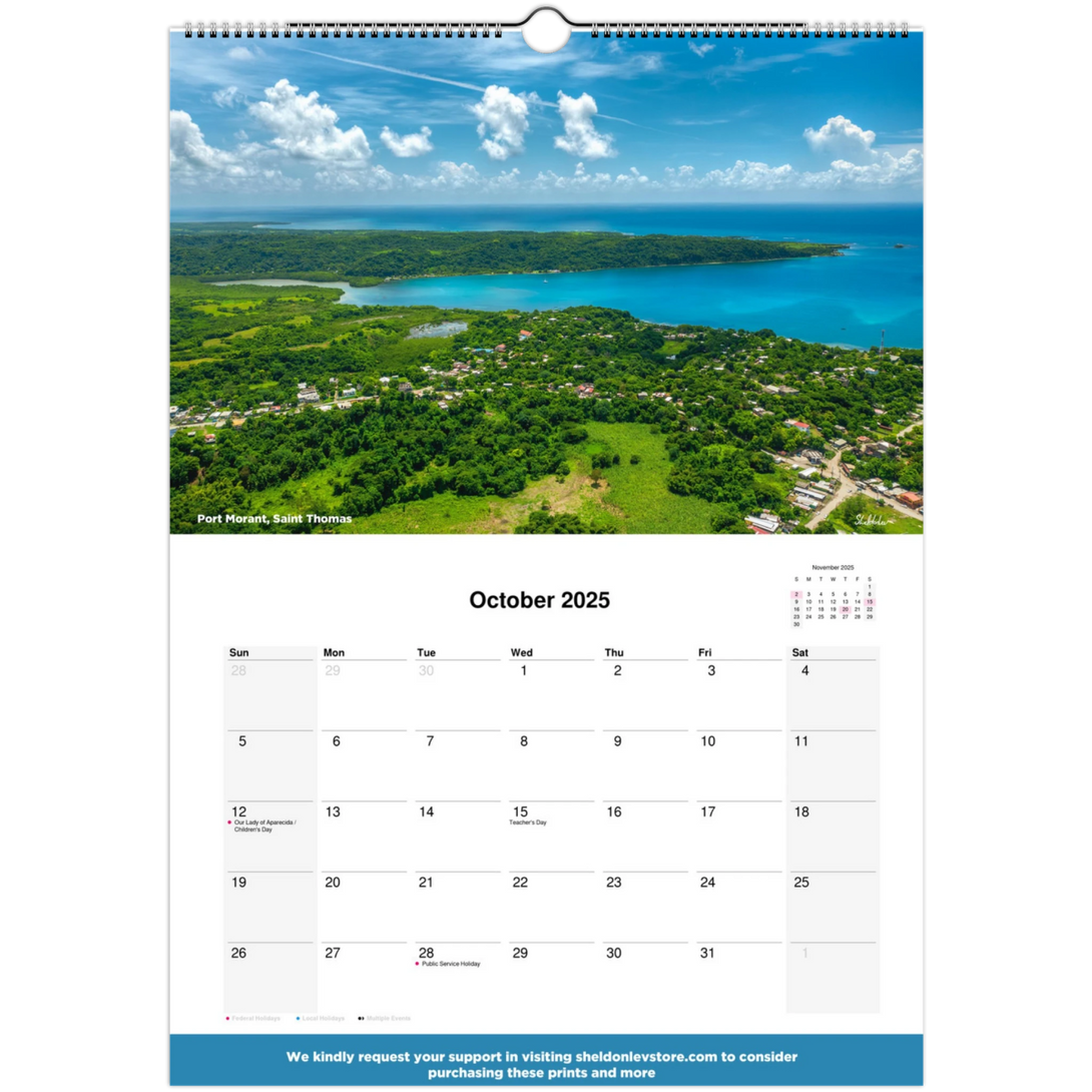 Jamaica Calendar 2025 - (Brasil Holidays) Free Shipping - Sheldonlev