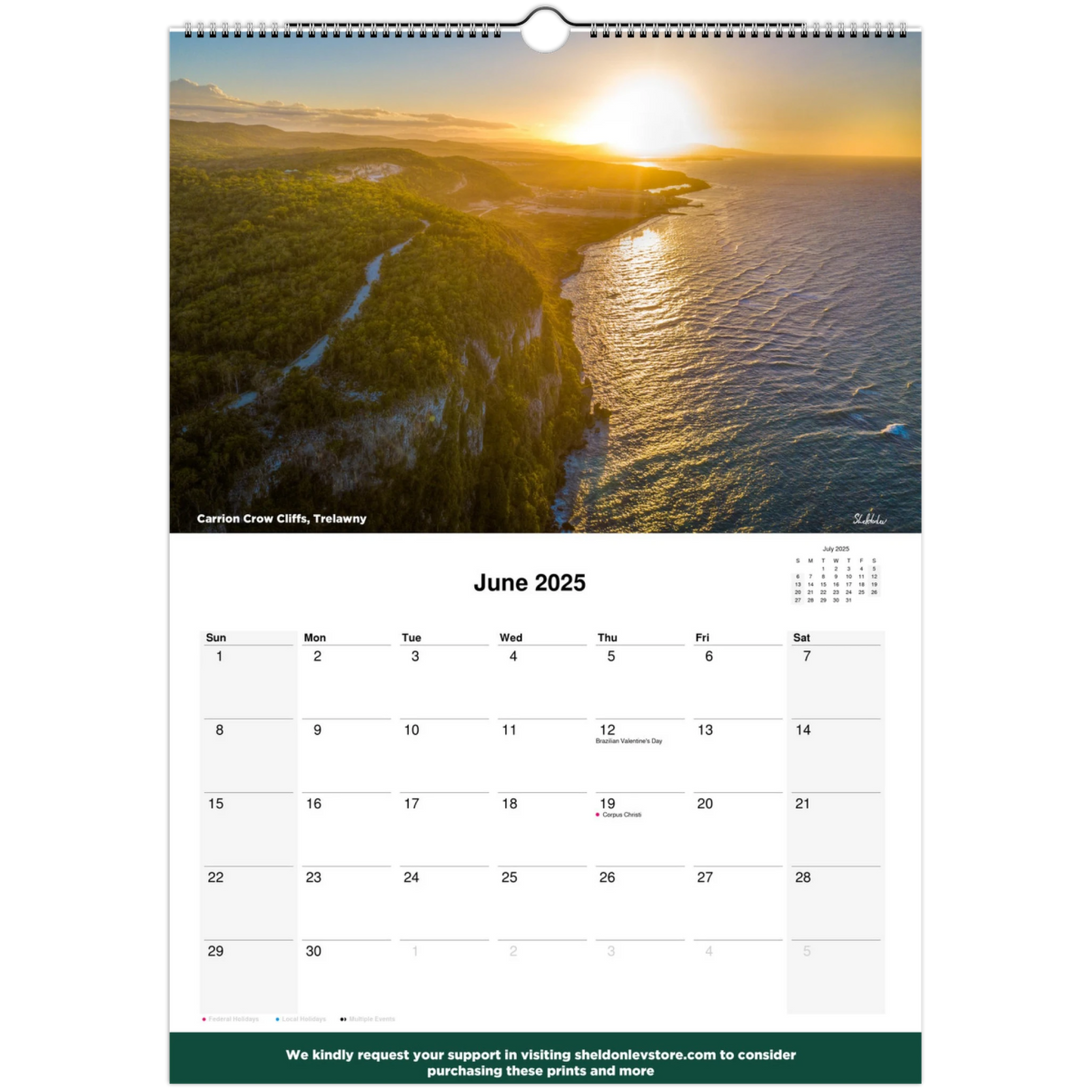 Jamaica Calendar 2025 - (Brasil Holidays) Free Shipping - Sheldonlev