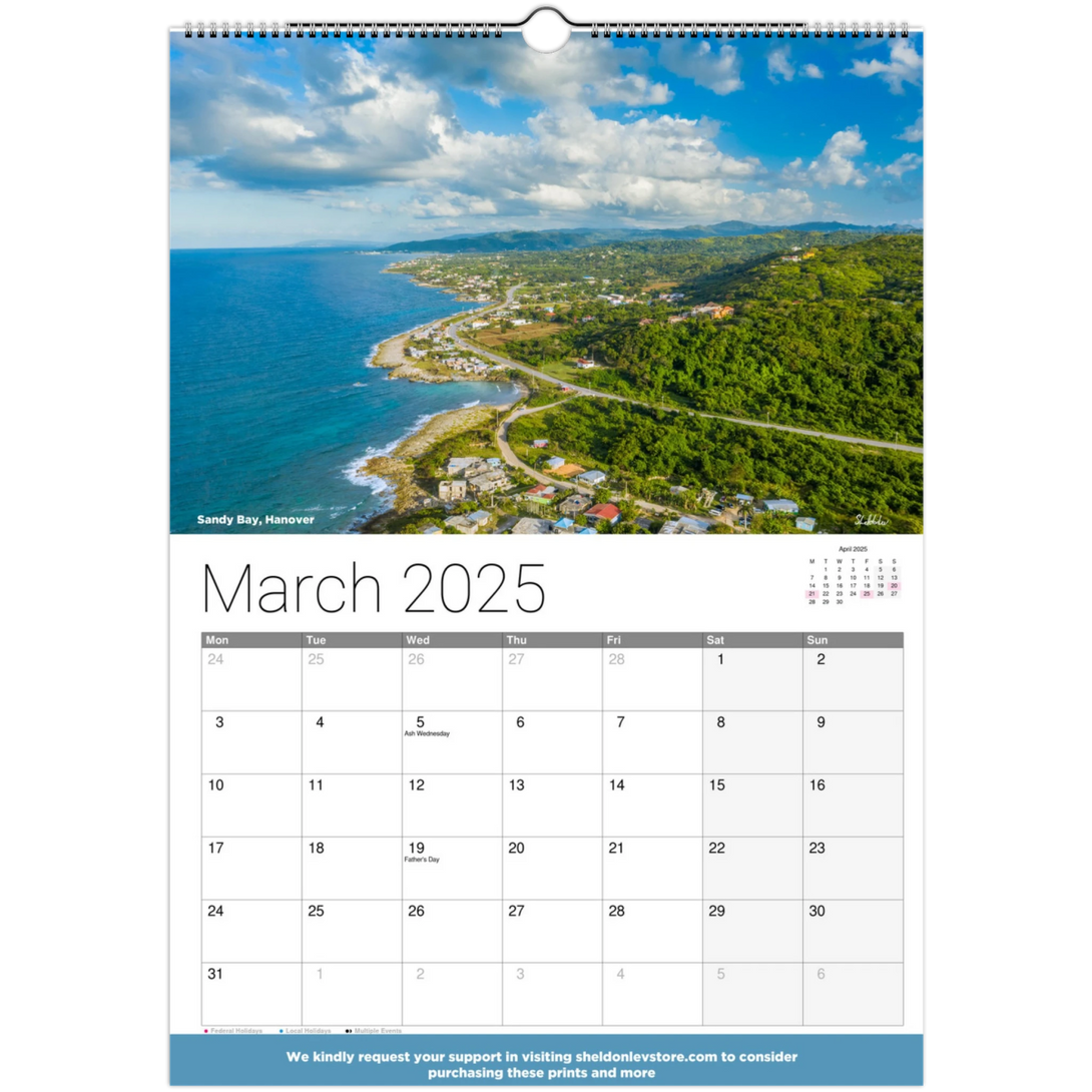 Jamaica Calendar 2025 - (Italy Holidays) Free Shipping - Sheldonlev