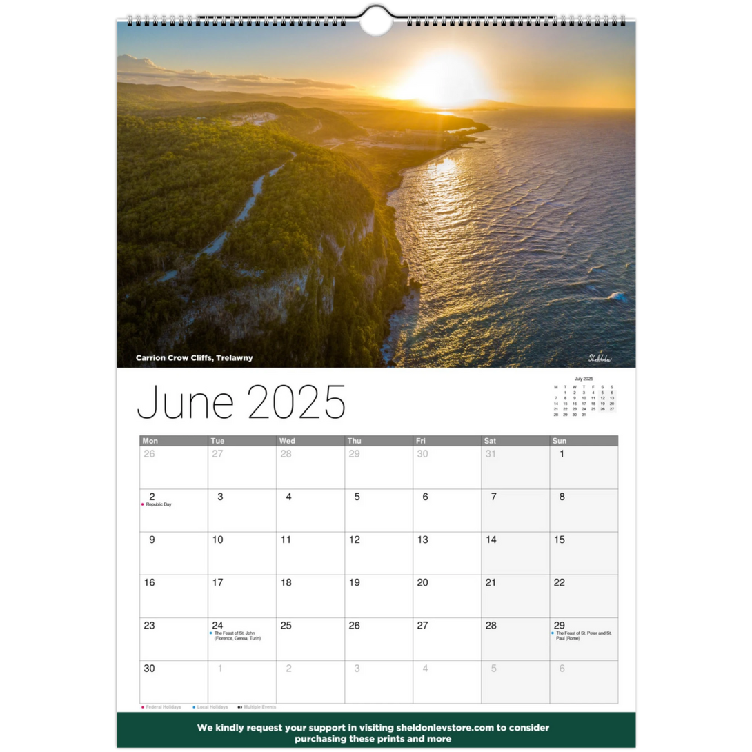 Jamaica Calendar 2025 - (Italy Holidays) Free Shipping - Sheldonlev