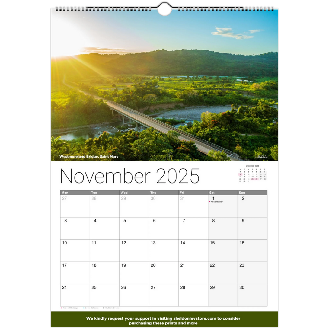 Jamaica Calendar 2025 - (Italy Holidays) Free Shipping - Sheldonlev