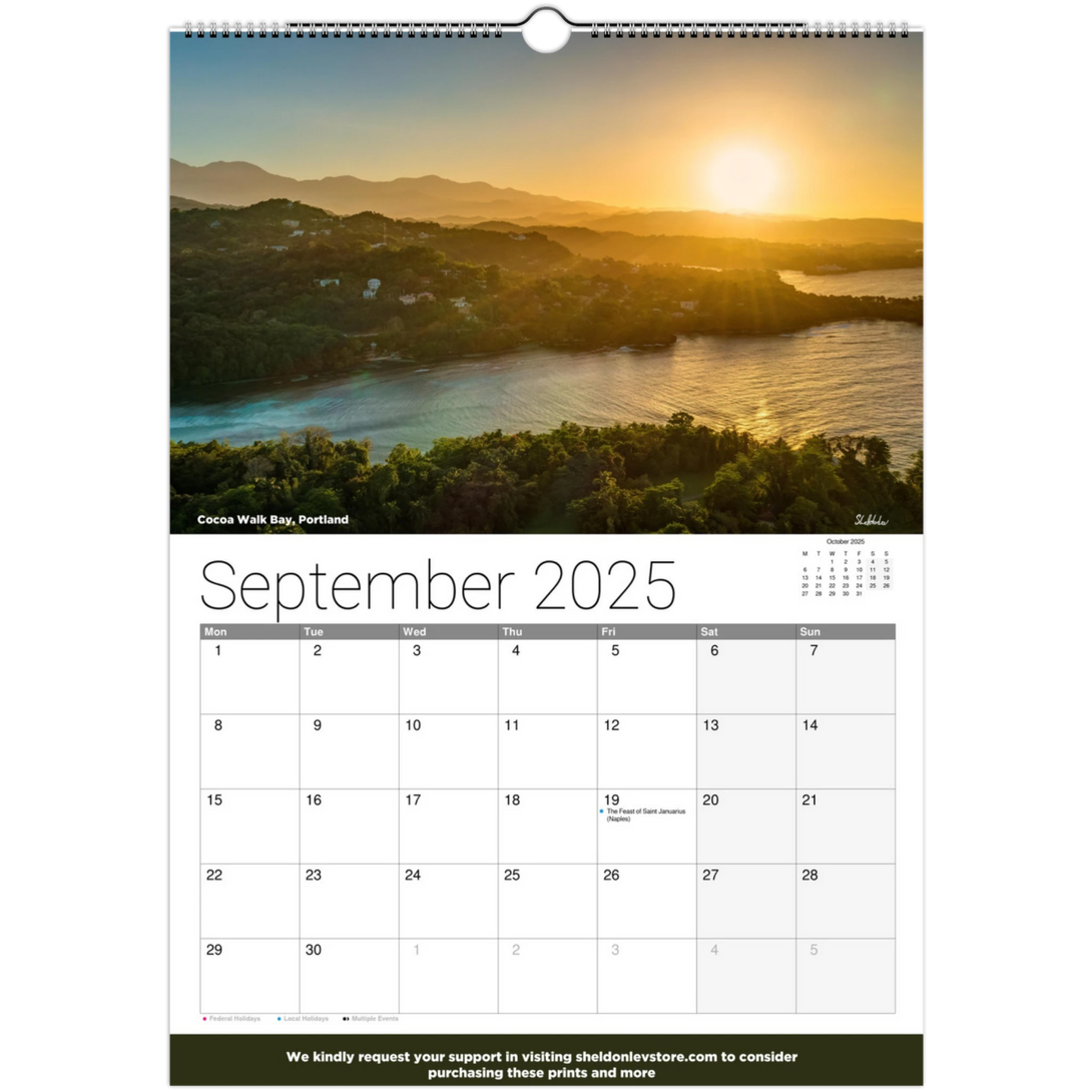 Jamaica Calendar 2025 - (Italy Holidays) Free Shipping - Sheldonlev