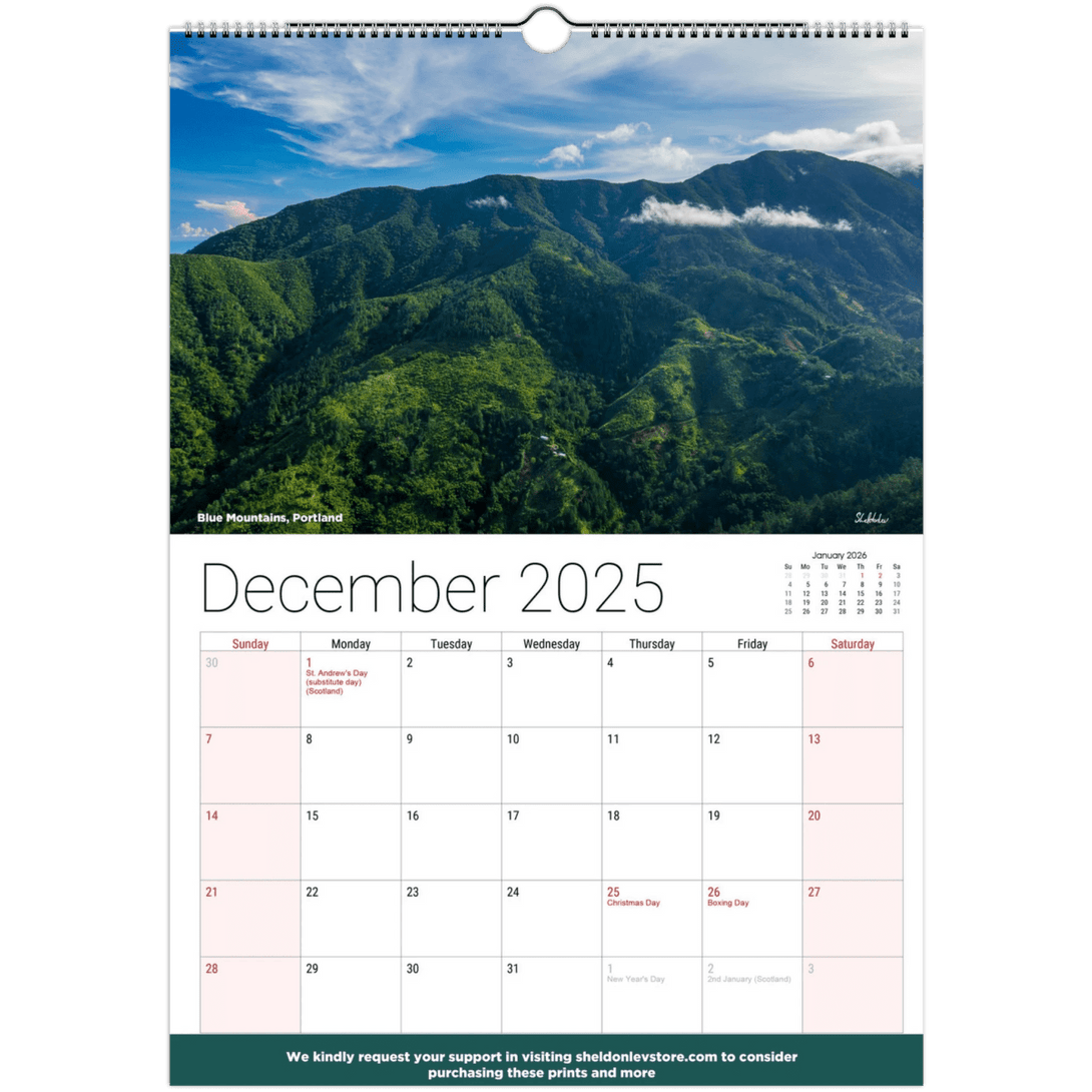 Jamaica Calendar 2025 - (UK Holidays) Free Shipping - Sheldonlev