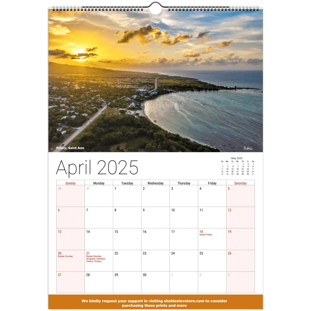 Jamaica Calendar 2025 - (UK Holidays) Free Shipping - Sheldonlev