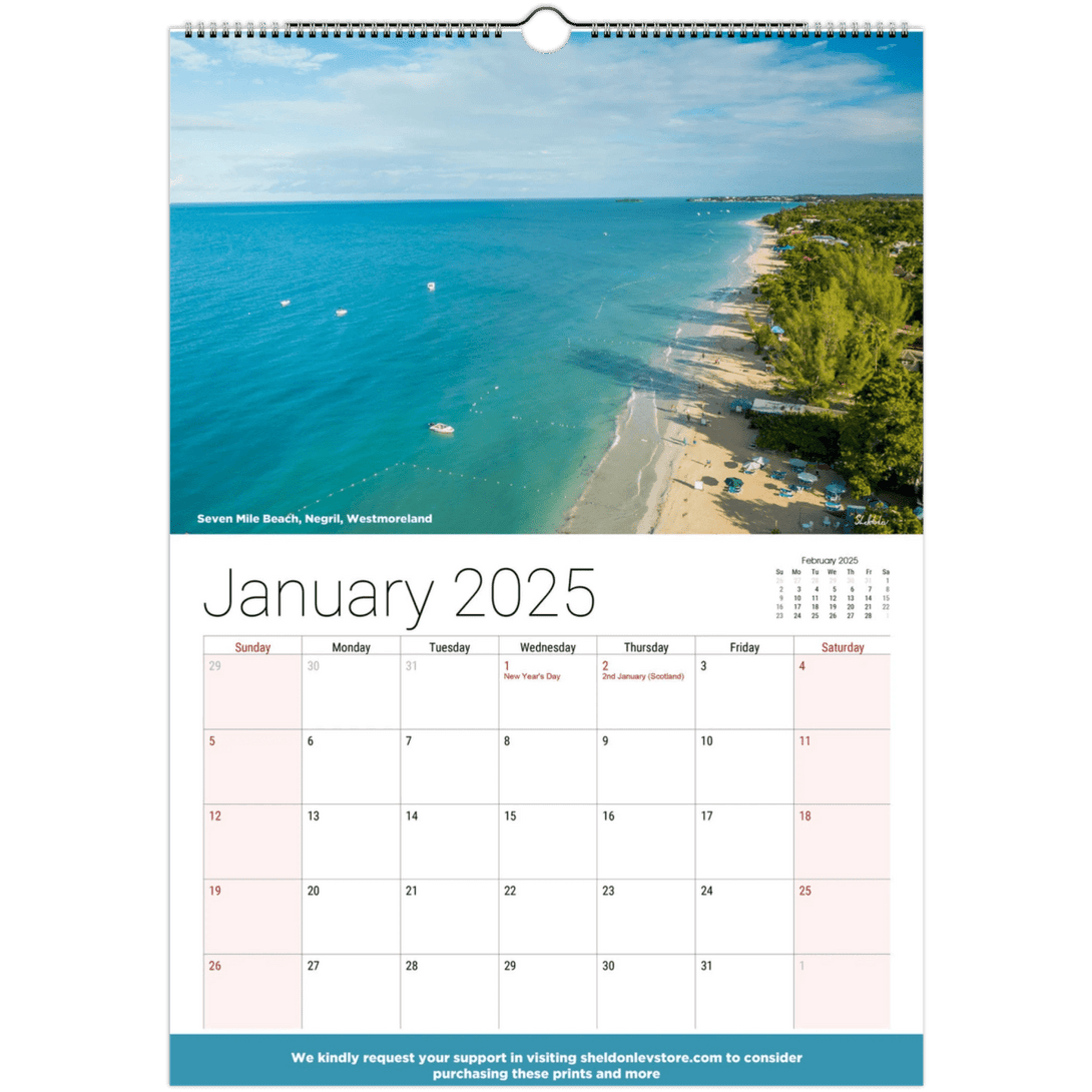 Jamaica Calendar 2025 - (UK Holidays) Free Shipping - Sheldonlev