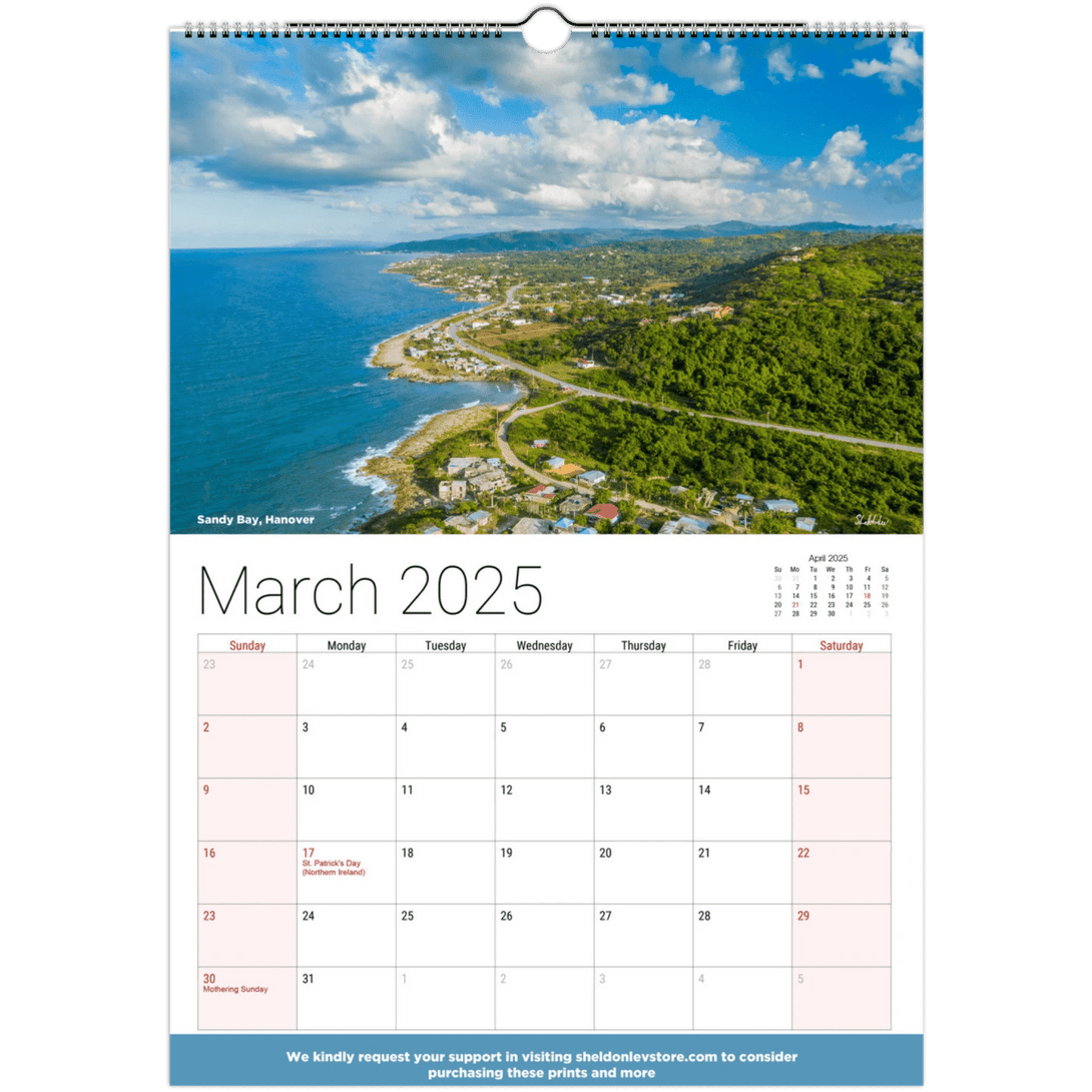 Jamaica Calendar 2025 - (UK Holidays) Free Shipping - Sheldonlev