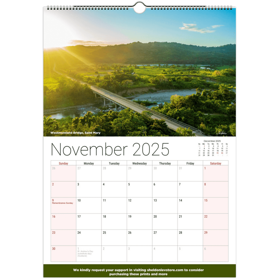 Jamaica Calendar 2025 - (UK Holidays) Free Shipping - Sheldonlev