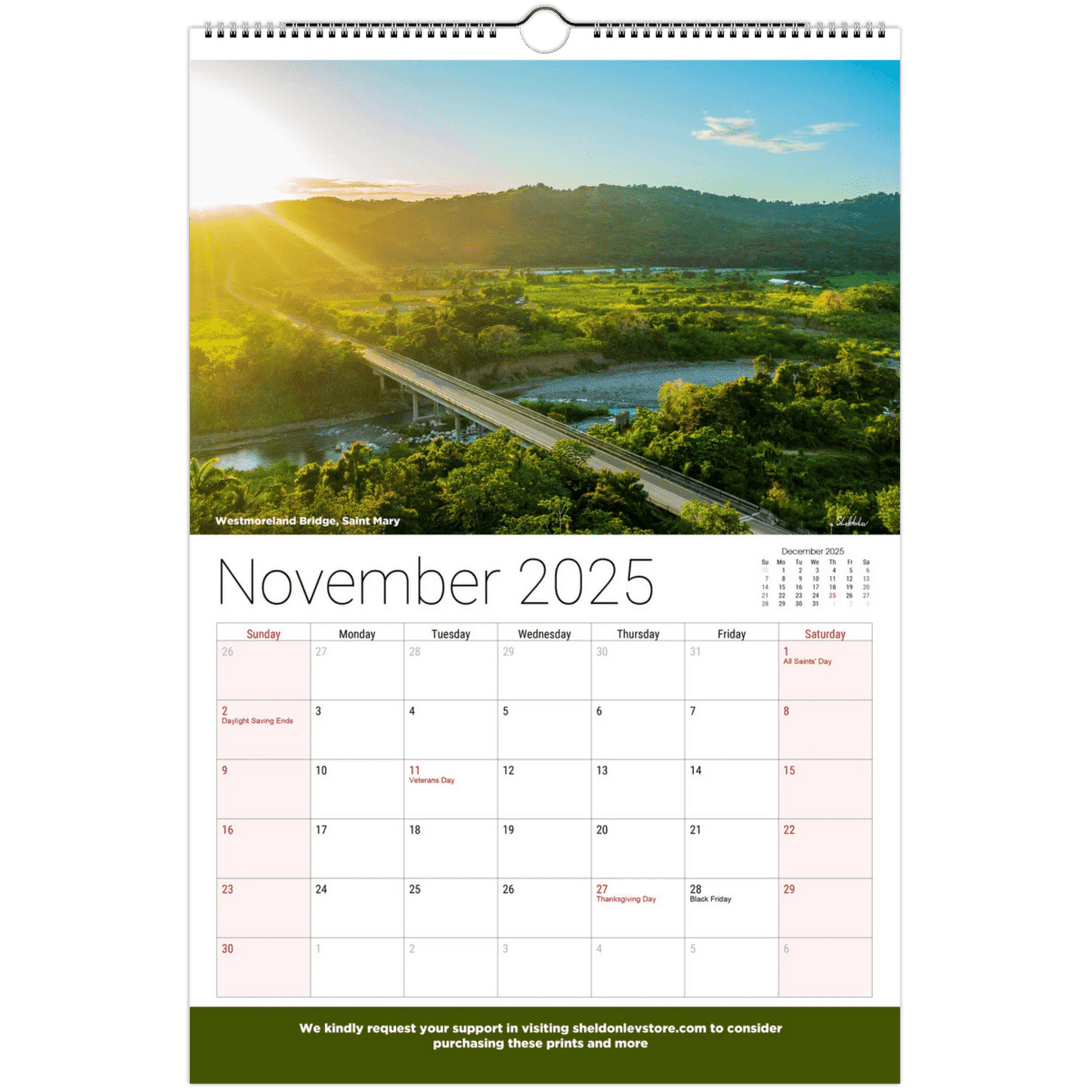 Jamaica Calendar 2025 - (US Holidays) Free Shipping - Sheldonlev