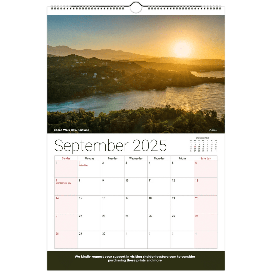 Jamaica Calendar 2025 - (US Holidays) Free Shipping - Sheldonlev