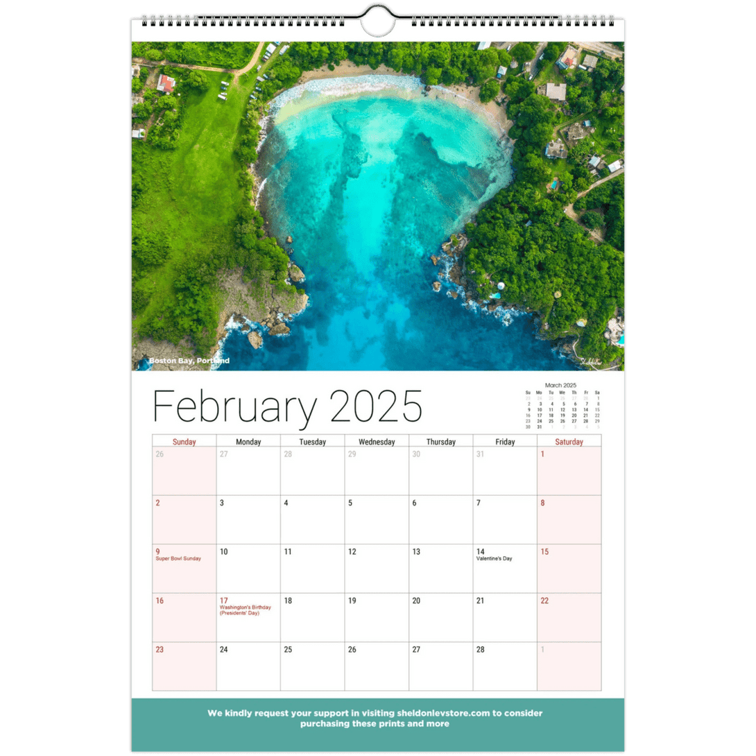 Jamaica Calendar 2025 - (US Holidays) Free Shipping - Sheldonlev