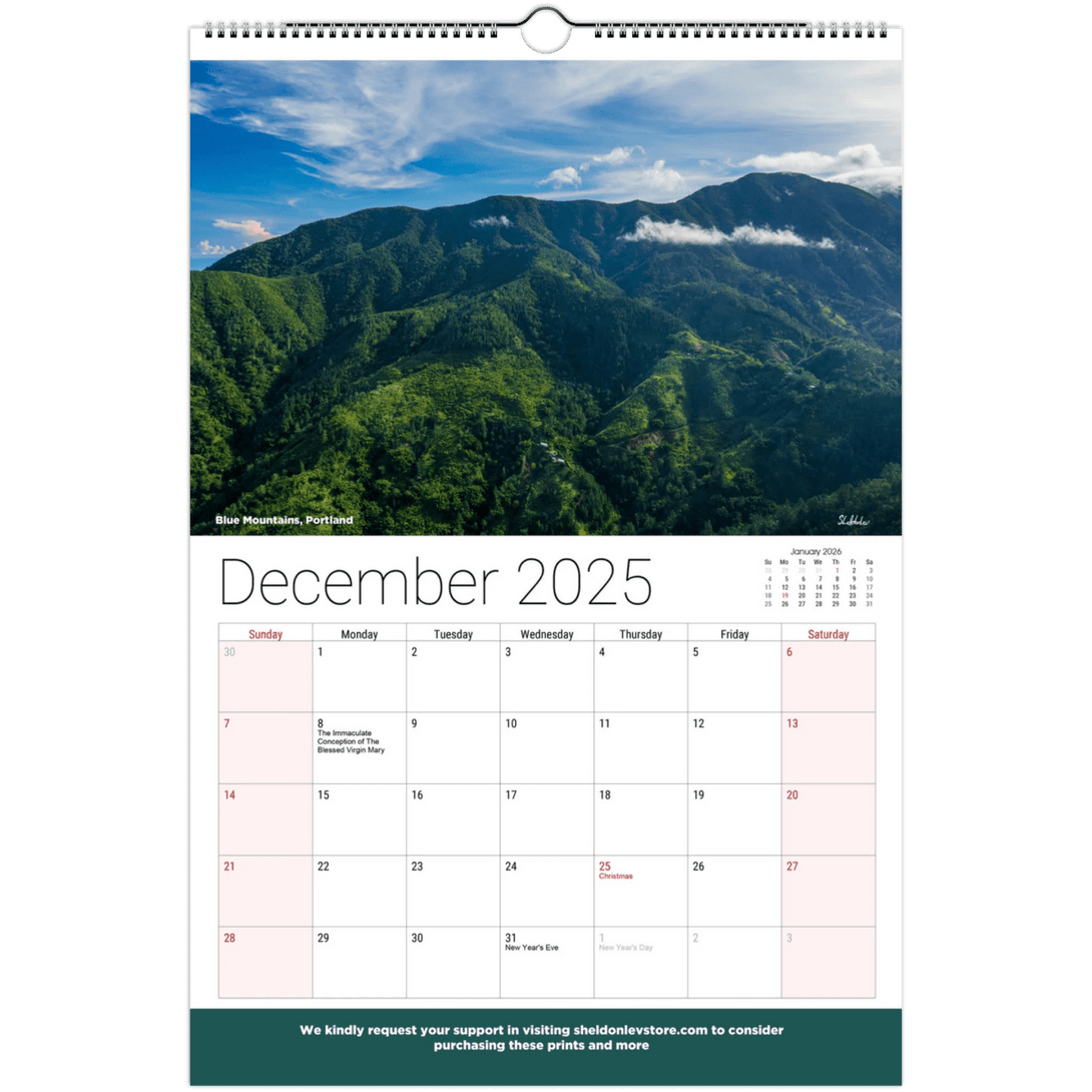 Jamaica Calendar 2025 - (US Holidays) Free Shipping - Sheldonlev