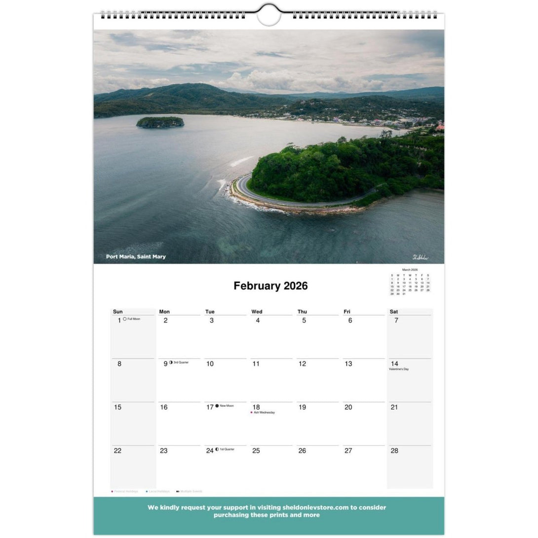 Jamaica Calendar 2026 (Jamaica Holidays) — Large Scenic (Photography of Jamaican Beaches Mountains Waterfalls Free Shipping - Sheldonlev
