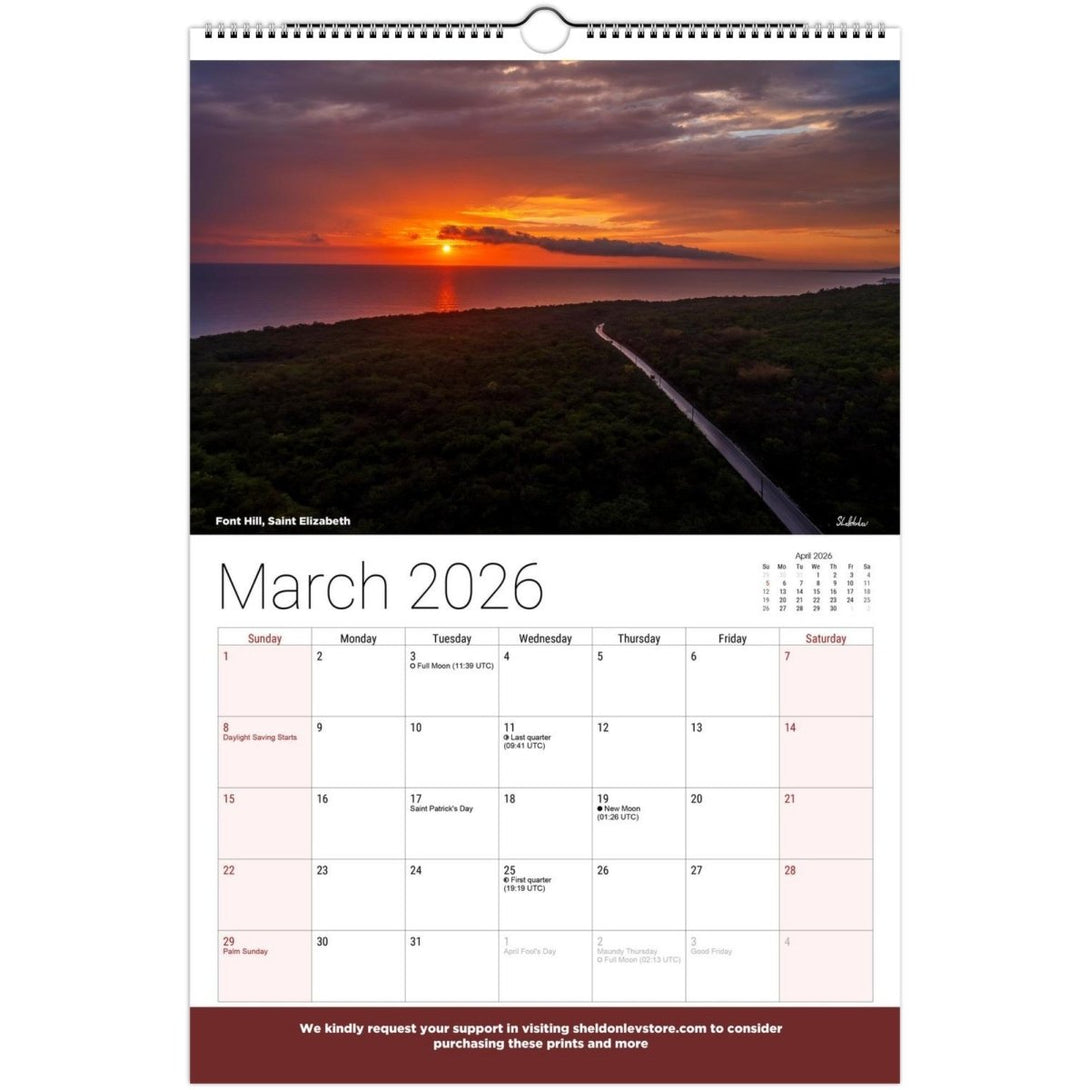 Jamaica Landscapes Calendar 2026 (US Holidays) — Scenic (Photography of Jamaican Beaches Mountains Waterfalls Free Shipping - Sheldonlev
