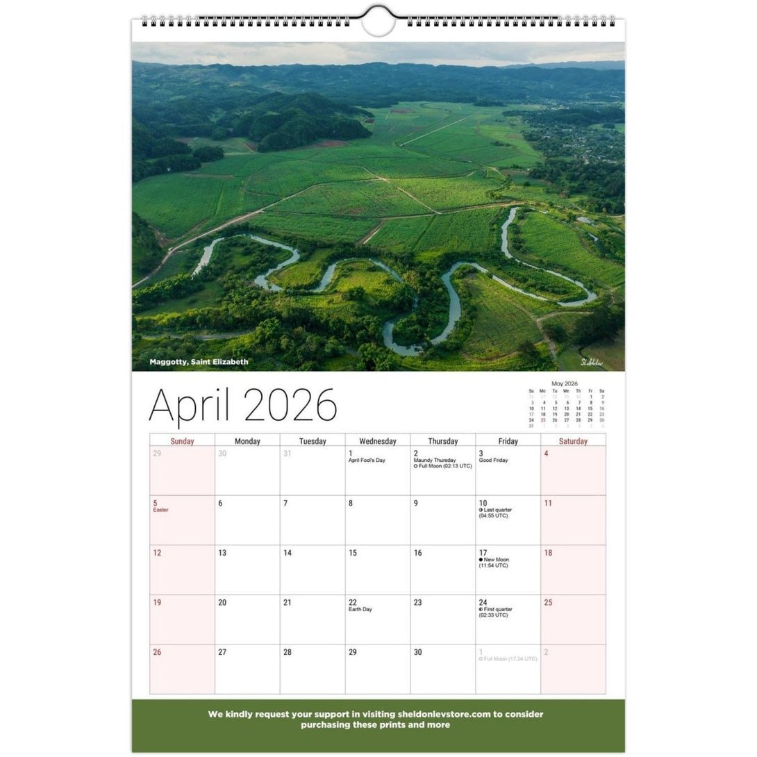 Jamaica Landscapes Calendar 2026 (US Holidays) — Scenic (Photography of Jamaican Beaches Mountains Waterfalls Free Shipping - Sheldonlev