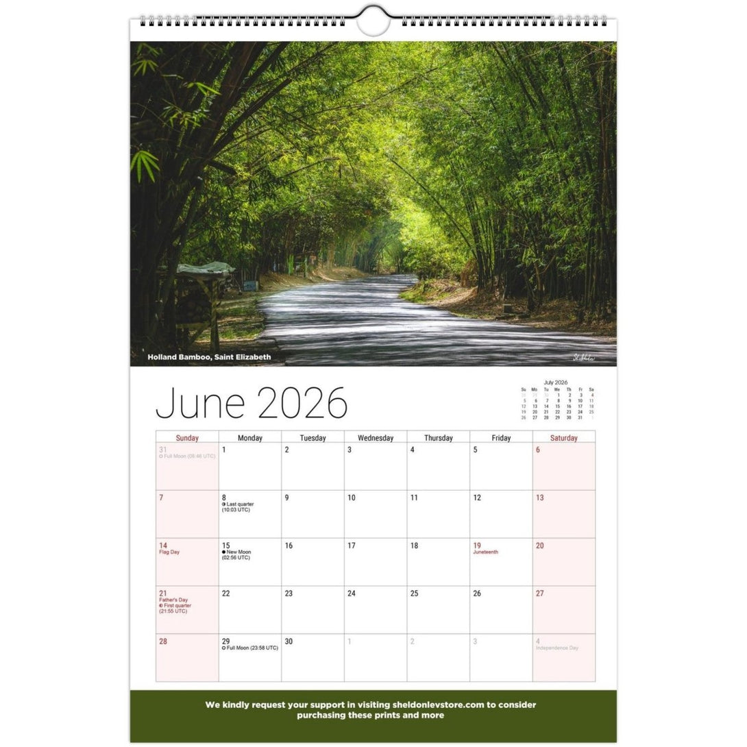 Jamaica Landscapes Calendar 2026 (US Holidays) — Scenic (Photography of Jamaican Beaches Mountains Waterfalls Free Shipping - Sheldonlev
