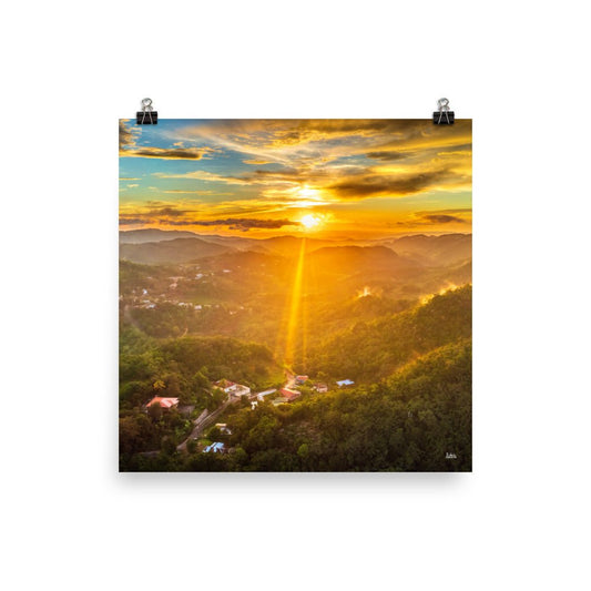 Christiana, Jamaica Sunset Poster (unframed) 12x12 inches Free Shipping - Sheldonlev