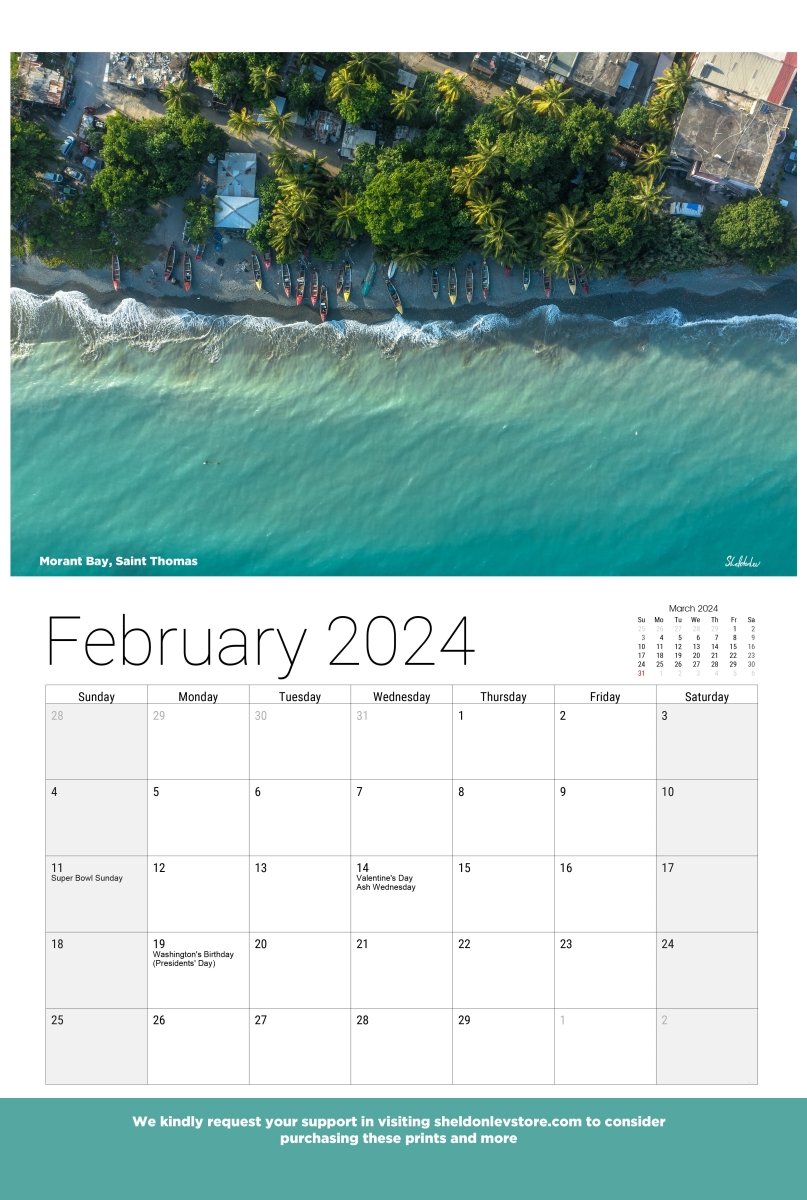 Jamaica 2024 Wall calendars (US Holiday Edition) Free Shipping - Sheldonlev
