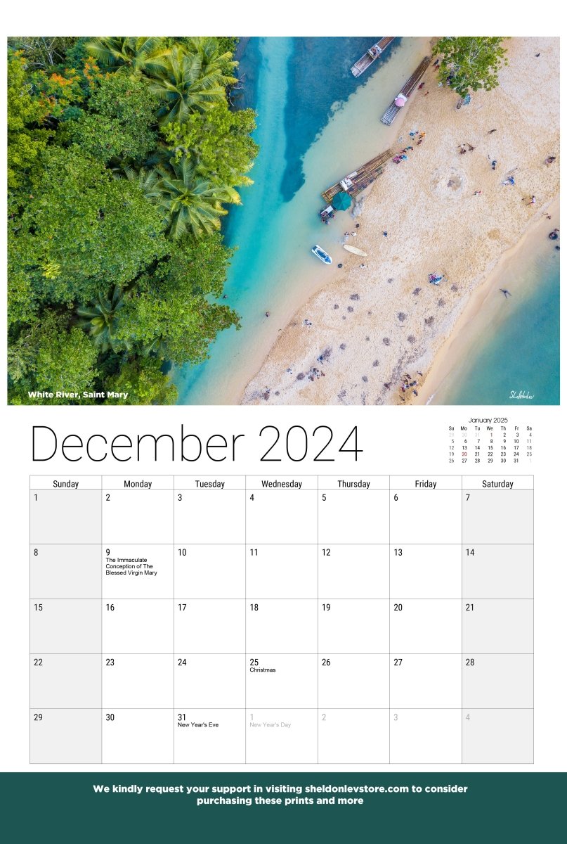 Jamaica 2024 Wall calendars (US Holiday Edition) Free Shipping - Sheldonlev