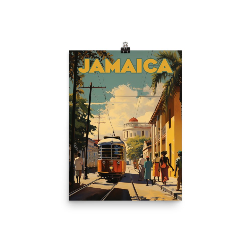 Jamaica Vintage Poster – Tramcars on Kings Street, Jamaica Free Shipping - Sheldonlev
