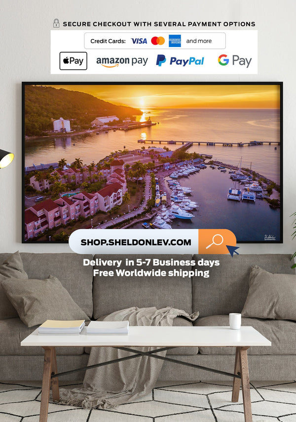 Ocho Rios Pier, Jamaica Sunset Poster Print Free Shipping - Sheldonlev